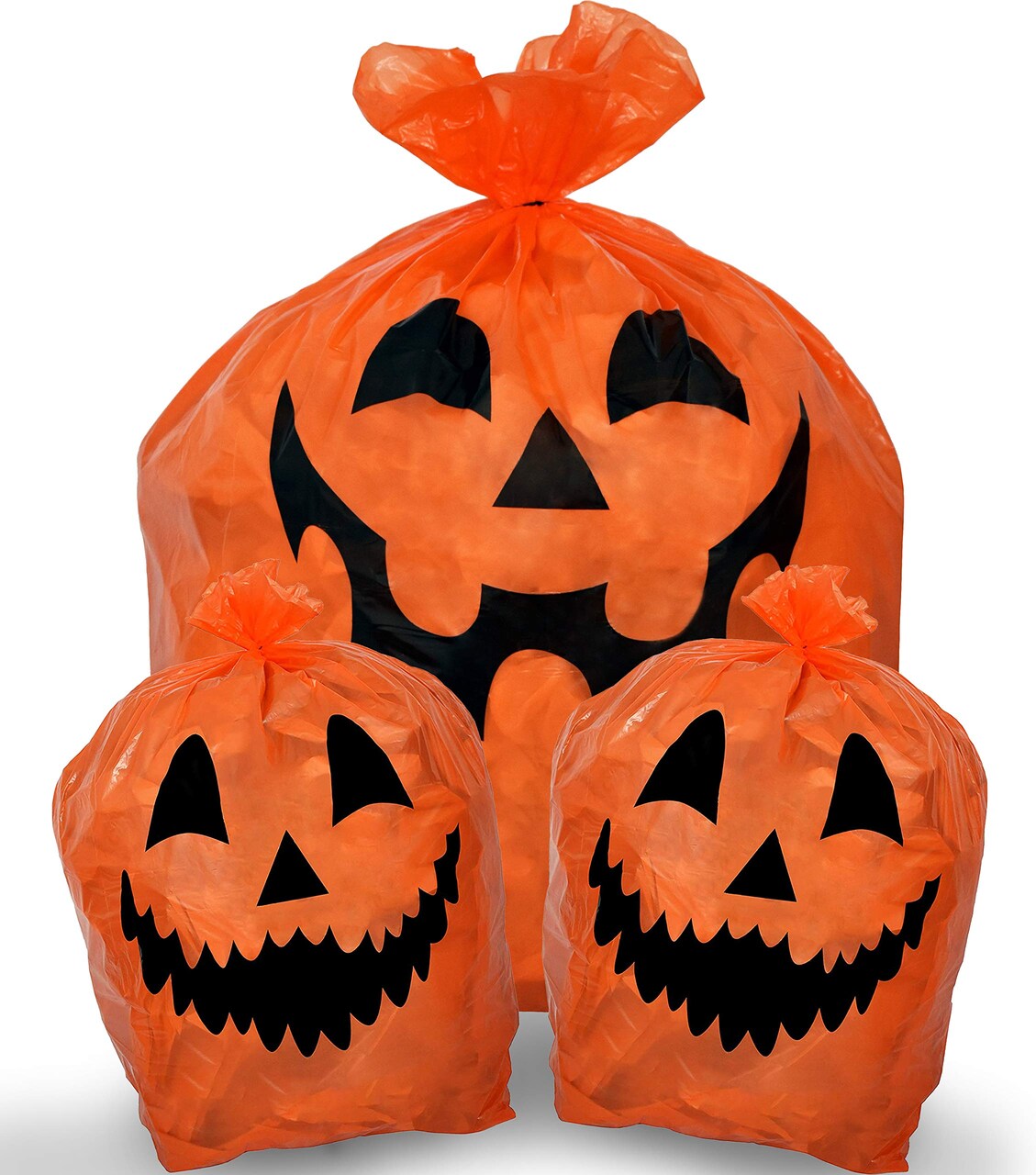 Pumpkin Leaf Bags Decorations - Jack O Lantern Outdoor Yard Fall Lawn and Leaves Pumpkins Decorating Bag with Ties - 3 Sizes